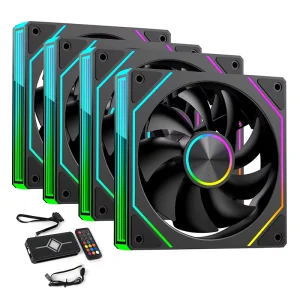 120mm ARGB PWM Gaming PC Case Fan Kit 4 Pack with Hub Remote Controller RGB Cooling Solution OEM ODM