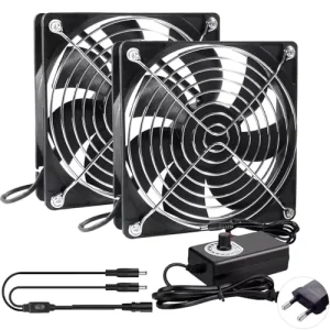 120mm Cabinet Cooling Fan AC 110V 220V Plug in 12V 3000RPM High Speed Dual Quiet Air Cooler for Router Amplifier