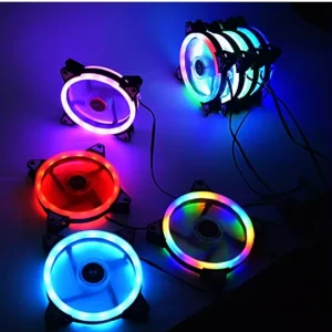 120mm Computer RGB Cooling Cooler Fan 12V 6pin Dual LED Ring Remote Control Modes Quiet Fan