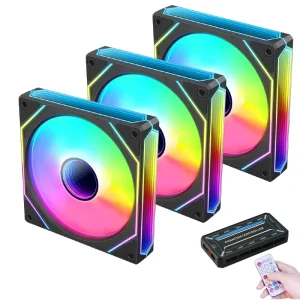 120mm RGB Desktop Computer Cooling Fan Three-Sided Mirror External Control 6-Pin Interface Computer Case