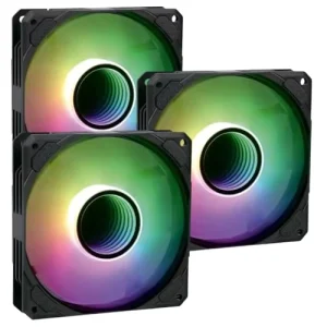 120mm RGB PC Case Cooling Fan with Plastic Heatsink Ball Bearing 21dBA Silent High Airflow for Gaming PC