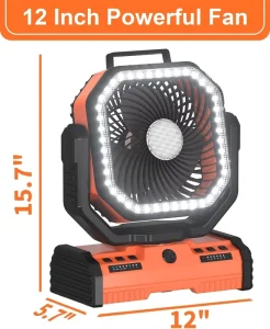 12Inch 40000mAh Ventilador Recargable Air Cooler Camping Outdoor Fan USB Table Fan With LED Light Power Bank for Outdoor Indoor
