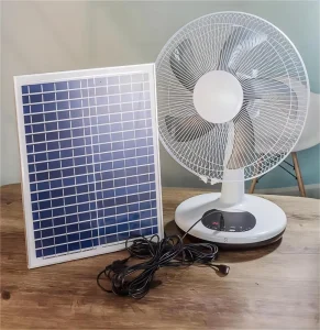 12”Rechargeable Solar Powered Table Fan Portable Camping PowerBank Oscillating Tabletop Fan Desk Fan HJ 12TLR