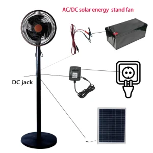 12V 8 Inch Pedestal Solar DC Stand Fan Summer Air Cooling Stand Fan Home Use Electric Stand Fan