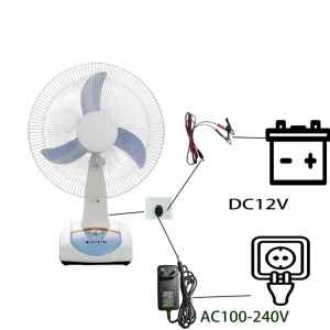 12V DC 16 Inch Table Fan with Timer High Speed Full Copper Motor for Outdoor Use Made of Plastic Electric Fan