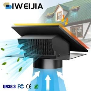 12V OEM ODM Waterproof Brushless Solar Powered Roof Axial Flow Exhaust Fan Mesh Cover 25W Solar Panel Attic RVs