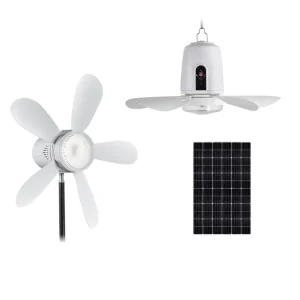 12W Outdoor Solar LED Fan 2 in 1 Portable Hanging Solar Fan Tripod Stand with Remote