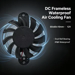 12v DC Frameless Waterproof Plastic Blades Air Cooling Fan 60x60x10mm Dual Ball Bearing Ip68 Cooling Fan for Ev Charge