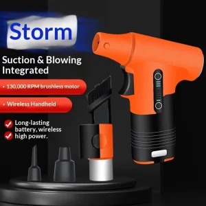 130k Handheld Turbo Fan Powerful Small Blower Rechargeable Lithium Battery Portable High Speed Storm Fan with Quiet Operation