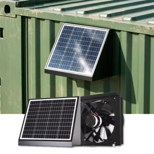 14 Inch 65W Solar Powered Axial Exhaust Fan for Shipping Container Tiny House Off Grid Portable Cabin Remote Site Ventilation