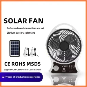 14 Solar Rechargeable Fan Outdoor Camping Fan LED Light for Speaker USB Phone Charging for Car RV Household