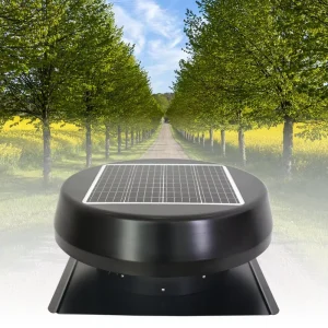 14inch Solar Power Attic Roof Ventilation IP68 Brushless DC Motor Fan Galvanized Steel Fan Casing OEM ODM Customizable <45dB
