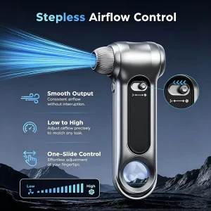 150000RPM Electric Air Blower Mini Turbo Compressed Air Rechargeable Turbo Fan Adjustable Dust Blower for Precise Work