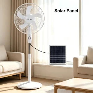 15W Solar Standing Fan 3 Speed Adjustable Floor Fan for Home Camping Emergency Power Outage
