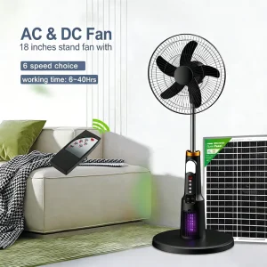 16 18 Inch Solar DC 12V Brushed Motor Floor Fan Remote Control Energy Efficient Mosquito Killer Metal+Plastic Hotel Household