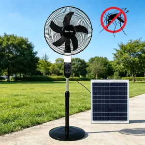 16/18 Inch Solar Stand Fan With UV Mosquito Killer Light LED Lamp USB DC Output Rechargeable Standing Fan for Outdoor