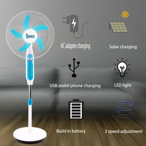 16/18 Inch air Cooling DC 12V Rechargeable Solar Stand Fan With Emergency Led Light Stand Fans Ac/dc Electric Fans