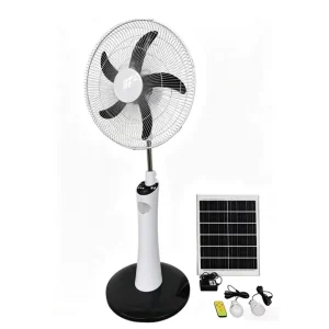 16/18 Inches AC 12V Charging Fan Floor Solar High Efficiency Electric Solar Stand Fan with Solar Panel USB Charge and LED Light