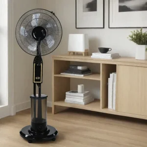 16 Inch 220V Outdoor and Home Standing Mist Fan with Remote Control Black