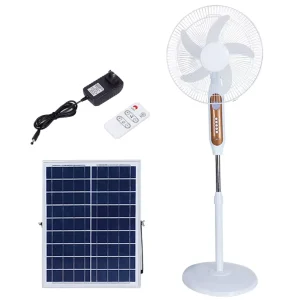 16 Inch 25W Three Wind Speed Solar Stand Fan With Solar Panel Indoor Rechargeable Flood Fan With Led Outdoor