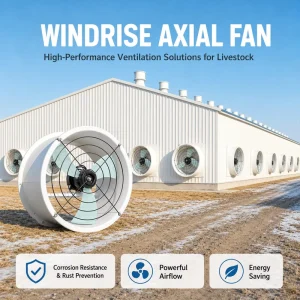16 Inch 400mm Electric Axial Exhaust Fan with Ball Bearing 220V Direct Drive 3620m h Return Air Valve for Poultry & Greenhouse