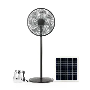 16 Inch 5 57 Hours Working Time Solar Rechargeable Fan 11.1V 6000MAh Lithium Battery 5 Speeds DC Charging