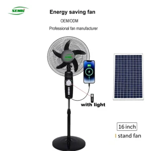 16 Inch AC/DC Rechargeable Solar Standing Fan with Light and Remote Control for Living Room