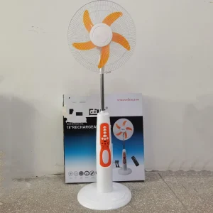16 Inch AC DC Rechargeable Stand Fan with Battery Tower Fan Pedestal Fans 3 Speeds with LED Light with Remote Control for Home