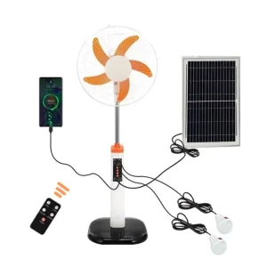 16-Inch Brushless DC Solar Fan LED Light Original Factory Remote Control Charging Standing IP44 Rated 2-Year
