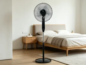 16 Inch Electric Floor Stand Fan with 5 Blades, Remote Control, Oscillation, and Adjustable Height