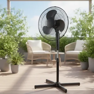 16 Inch Electric Oscillating Tower Pedestal Fan 3 Speed Adjustable Height US Plug Plastic Mechanical Remote Household Hotel Use