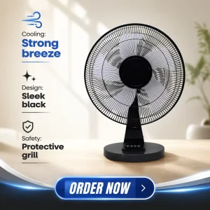 16 Inch Electric Table Fan with Mechanical Control 3-Speed Adjustable Low Noise Energy Saving for Home Office Air Cooling
