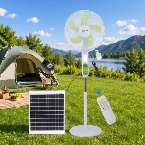 16 Inch Green AC DC 25W Rechargeable Solar Floor Standing Camping Fan