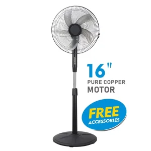 16 Inch Home Electric Pedestal Floor Fan with Adjustable Height Stand Mechanical Control Plastic Tower Pedestal Design