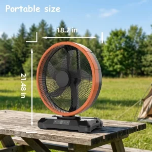 16 Inch Large Rechargeable Oscillating Table Fan with Adjustable Speed Quiet Airflow Portable Cordless Design for Home Office