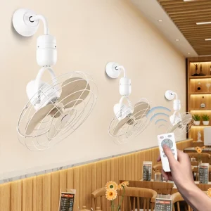 16 Inch Powerful DC Motor Wall Mounted Fan Low Noise 6 Speed Adjustable Wind Speed 3 Blades Space Saving Bathroom Use Modern