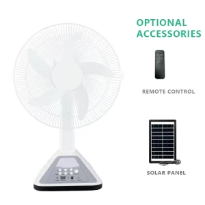 16 Inch Quiet ABS PP 20W Solar Charging Energy Saving Desktop Fan Model 316M S for Indoor Household Office