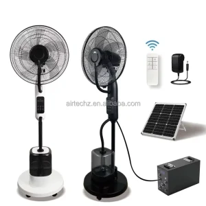 16 Inch Rechargeable Floor Stand Mist Fan with Water Spray and Solar Panel