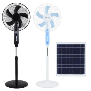 16 Inch Rechargeable Plastic Adjustable Height Solar Outdoor Floor Fan Pure Copper Motor Oscillating 3-Speed 5 Blades ROHS
