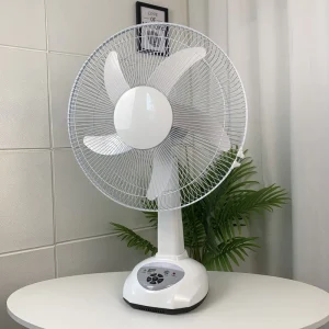 16 Inch Rechargeable Portable Table Fan 9 Speed 6V AC DC Solar Desk Fan Rechargeable Plastic Table Fan LED Light Hotels