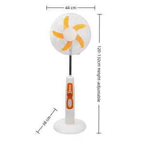 16 Inch Rechargeable Standing Fan with Battery Tower Fan Pedestal Fans 3 Speeds with LED Light with Remote Control for Home