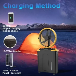 16 Inch Rechargeable Water Spray Cooling Fan Outdoor Fan Long Lasting Evaporative Cooler for Camping Tent Hiking BBQ