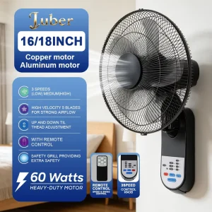 16 Inch Remote Control Wall Fan Low Power Consumption Electric Cooling Fan for Commercial Project Sourcing