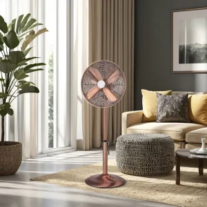 16” Inch Retro Style Chrome Metal Tower & Pedestal Stand Fan Vintage Style Chrome Metal Stand Fan