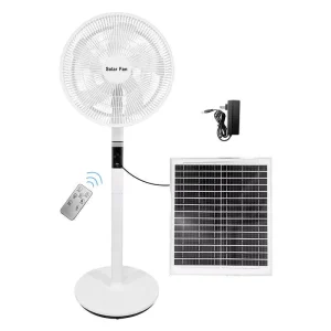 16-Inch Solar AC/DC 11.1V Rechargeable Stand Fan with 32 LED Light Remote Control Solar Charging Floor Fan