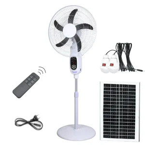 16 Inch Solar Charging Standing Fan with Remote Control USB Electric Power 110V 230V AC Floor Cooling Fan
