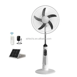 16 Inch Solar Powered Stand Fan with Rechargeable Lithium Batteries and Remote Control for Home Cooling Use