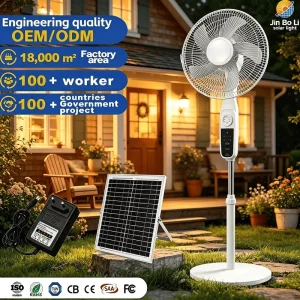 16 Inch Solar Standing Fan with Solar Panel Rechargeable Floor Fan with LED Light 3 Speeds USB Charging for Home Camping Outdoor