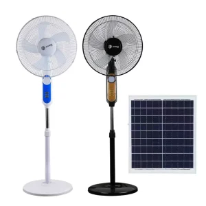 16 Inch Solar Standing Fan with USB Charging Night Light 4 Gear Adjustable Solar Pedestal Fan for Home Camping