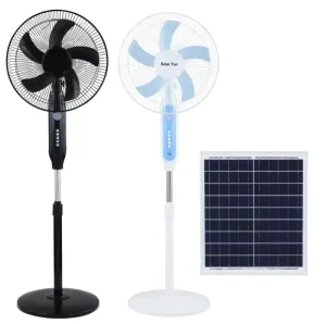 16 Inch Solar Vertical Pedestal Fan Plastic Construction Portable Outdoor Use Battery Electric Powered Oscillating Household Car